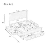 Queen Size Platform Bed Frame Storage Bed with 6 Drawers