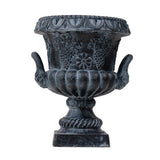Classical Grape Relief Urn Planter, Weather-Resistant Outdoor Flower Pot Patio Decorative Vase for Garden Entryway, Antique Black