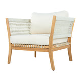 Patio Accent Chair Dining Chair Rope Outdoor Single Lounge Chair Ergonomic Armchair with Soft Cushion&Weather-Resistant Frame,Natural+Beige