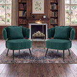 Upholstered Barrel Accent Chair Ergonomic Single Sofa Chair Decorative Armchair, Green