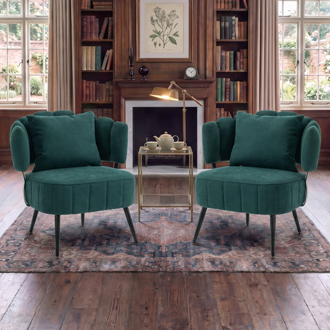 Upholstered Barrel Accent Chair Ergonomic Single Sofa Chair Decorative Armchair, Green