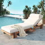 Outdoor Chaise Lounge Chair with Retractable Side Tray, Patio Recliner Adjustable Recliner with Thick Cushion & Headrest