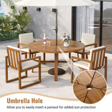 5-Piece Outdoor Patio Dining Set Acacia Wood Outdoor Dining Set Patio Furniture Set with Four Armchairs and a Table for Garden, Balcony, Backyard, Beige