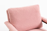 Velvet Upholstered Rocking Chair Mid Century Modern Accent Chair Lounge Chair Reading Armchair, Light Pink