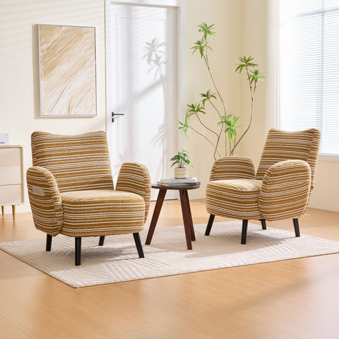 Upholstered Accent Chair Modern Armchair Cozy Reading Chair with Ergonomic Backrest & Storage Pocket