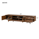 TV Stand for TVs Up to 85", Mid-Century Modern TV Cabinet Media Console Entertainment Center with Fluted Glass Doors & 2 Drawers, Walnut