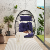 Patio Swing Chair Outdoor Hanging Egg Chair Porch Hanging Basket Chair Garden Hammock Chair with Cushion
