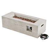 Outdoor Rectangular Propane Fire Pit, 40,000 BTU MGO Patio Fireplace, Stainless Steel Burner, Free Lava Rocks & Waterproof Cover