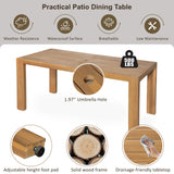 6pcs Outdoor Dining Set for 6, Patio Furniture Set Dining Table Set with Chairs, Bench & Waterproof Cushions, Beige+Light Teak
