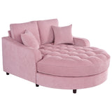 55"W Upholstered Chaise Lounge Sofa Bed Sofa Couch with Tufted Seat and Detachable Pillows, Pink