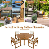 5-Piece Outdoor Patio Dining Set Acacia Wood Outdoor Dining Set Patio Furniture Set with Four Armchairs and a Table for Garden, Balcony, Backyard, Beige