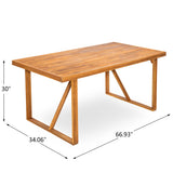 7pcs Outdoor Dining Set for 6, Patio Dining Furniture Set with 6 Chairs with Water-Resistant Cushion, Weather-Resistant Acacia Wood Frame