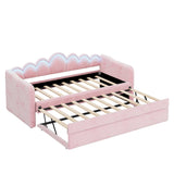 Twin XL Velvet Upholstered Daybed with Pop-Up Trundle & LED Lights
