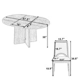 5-Piece Extendable Round Dining Table Set for 4, Kitchen Table with 16" Removable Leaf & 4 Upholstered Chairs