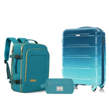 3pcs 20" Luggage Set with Travel Duffel Bag, Wet-Dry Toiletry Bag, TSA Lock & Spinner Wheels, Hard Shell Carry-On Suitcase, Blue