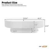 43.3"W Oval Coffee Table, Modern Drum End Table, Minimalist Fluted Center Table with Sturdy Base