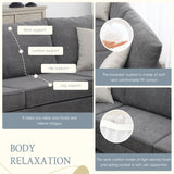 Modern Upholstered Living Room Sectional Sofa, L Shape Furniture Couch with 3 Pillows