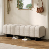 63.62'' Dining Bench Entryway Bench Tufted Ottoman Bench End of Bed Bench with Rubber Wood Legs