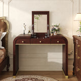 3-in-1 Classic Vanity Desk Dressing Table Makeup Vanity Table with Flip Mirror, 2 Drawers & Hidden Storage for Bedroom
