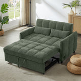 Convertible Pull-Out Sleeper Sofa Bed, Tufted Chenille Loveseat with 3 USB Ports & 3-Position Adjustable Backrest