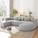 114.9"W Modular Sectional Sofa with Curved Design, Free-Combined Boucle Fabric Sofa Bed