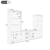 128"W Entertainment Center for TVs up to 80", Modern TV Stand Media Console Wall Unit with Glass Display Shelves