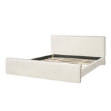 King Size Upholstered Platform Bed Frame with Soft Thick Headboard, Beige