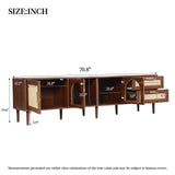 TV Stand for TVs up to 80", Mid-Century Modern Media Console Entertainment Center with LED Lights & Storage, Dark Brown