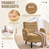 Upholstered Accent Chair Modern Armchair Cozy Reading Chair with Ergonomic Backrest & Storage Pocket