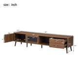 TV Stand for TVs up to 85", Entertainment Center with Storage Cabinets & Glass-Doors, Media Console, Natural