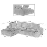 Chenille L-Shape Luxury Sectional Sofa, Oversized Comfy Sleeper Couch, No Assembly Required