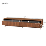 TV Stand for TVs Up to 85", Modern TV Console Media Console Table Entertainment Center with Glass Drawers, Walnut