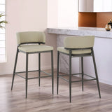 Set of 2 Leathaire Counter Height Bar Stools, Armless Chairs with Metal Frame & Footrest for Kitchen Island, Dining Room