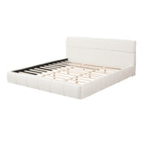 King Upholstered Platform Bed Frame with Cloud-Like Boucle Fabric Headboard, White