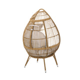 Patio Egg Chair with Soft Cushion, Indoor&Outdoor Basket Chair Accent Chair Weather-resistant Patio Seat Leisure Chair, Natural