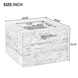 Square Propane Fire Pit Table, 40,000 BTU Outdoor MGO Fireplace with Lava Rocks & Rain Cover