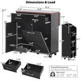 47.2" Farmhouse Kitchen Island with Drop Leaf & Storage, Rolling Kitchen Cart on Wheels with Removable Side Racks, Black