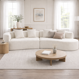 132" Curved Modern Sectional Sofa, 2-Piece Chenille Modular Couch with 4 Pillows for Living Room, Beige