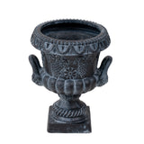 Classical Grape Relief Urn Planter, Weather-Resistant Outdoor Flower Pot Patio Decorative Vase for Garden Entryway, Antique Black