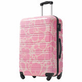 3-Piece Floral Hardshell Luggage Set with TSA Lock & Spinner Wheels - 20”+24”+28” Lightweight Suitcases, Pink