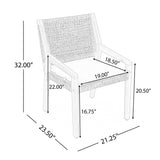 Outdoor Patio Dining Set, Acacia Wood Dining Table & 4 Woven Wicker Armchairs with Cushions, Weather-Resistant