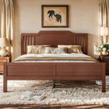 Queen Size Platform Bed Frame Bamboo Bed with Headboard and Footboard, Brown