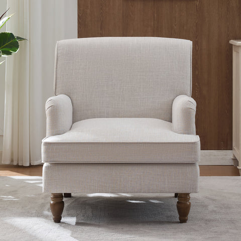 Upholstered Accent Chair Armchair Reading Chiar, Vintage, Beige - ModernLuxe