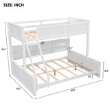 Twin XL Over Queen Bunk Bed with Storage Cabinets and USB Ports, Sturdy Pine Wood Construction