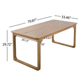 5-Piece Outdoor Dining Table Set, 71" Acacia Wood Table with Cushions + 6 Rope Back Dining Chairs,
