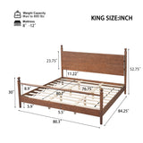 King Size Platform Bed Frame with Headboard & Sturdy Solid Poplar Frame, Walnut