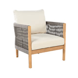 Patio Accent Chair Outdoor Club Chair Woven Rope Single Sofa Armchair with Soft Waterproof Cushion&Weather-Resistant Frame