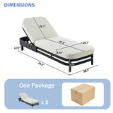 Set of 2 Modern Aluminum Outdoor Chaise Loungers, 5-Position Adjustable Recliner Patio Lounge Chairs with Beige Cushions