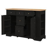 51.2" Sideboard Buffet Cabinet, Kitchen Console Table with Outlet, 5 Drawers & Adjustable Shelves for Dining Room, Living Room