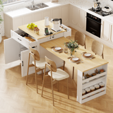 Multifunctional Kitchen Island with Extendable Dining Table, Storage Drawers, Open Shelves & Power Outlet, Kitchen Table for 4-6